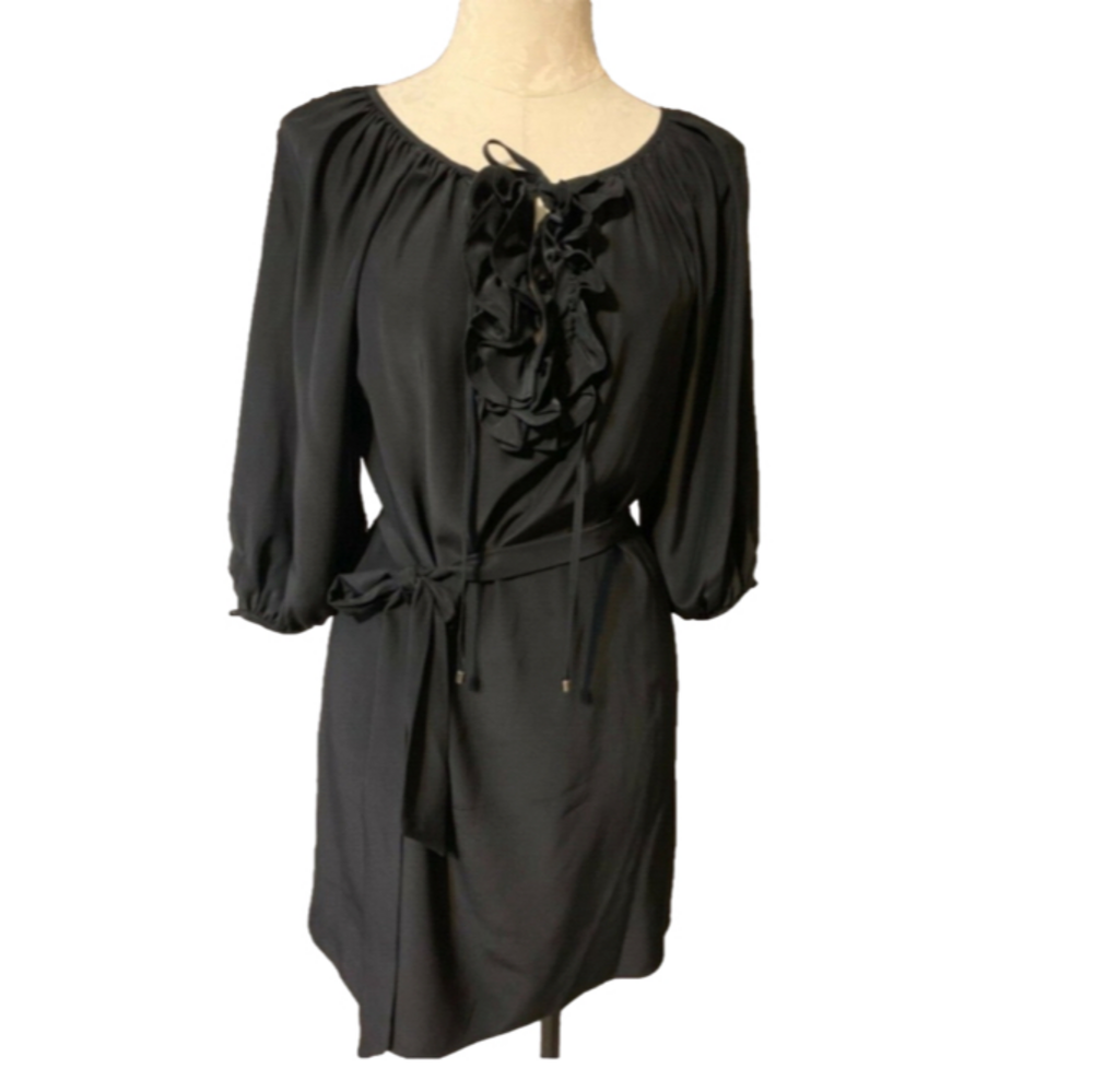 Anthropologie Alice & Trixie Black Long Sleeve Silk Shift Tunic Dress S Small ^ - Picture 2 of 8